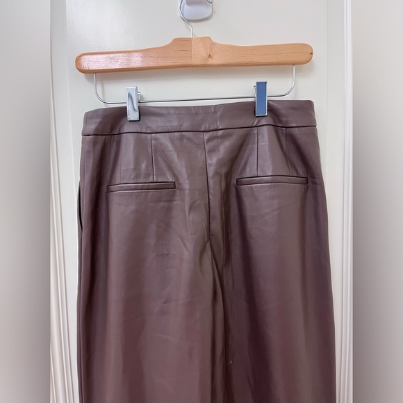 Chocolate Brown Leather Trousers High Rise Wide Leg Express Pants Faux Leather - Picture 5 of 12